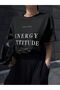 Women's Black Energy Printed Oversize T-Shirt - 3