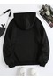 Unisex Black Multi Heart Printed Hooded Hoodie Sweatshirt - 2
