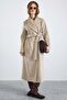 Exclusive Coat with Knitwear Detail on the Collar and Punto Stitching Taş 3172