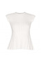 Women's Crew Neck Self-Patterned Japone Sleeve Waist Fitted Peplum Slim Knitwear Blouse