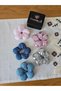 Pink Gingham Puff Scrunchie Elastic Hair Tie 10 cm - Fluffy Elastic Bagel Hair Bun Clip - 4