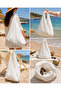 Women's Summer Beach Bag White Scallop Fabric Daily Shoulder Bag (52 cm Length/50 cm Width) - 3