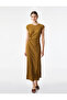 Bürümcük Fabric Textured Sleeveless Crew Neck Long Dress with Window Detail