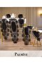 Living Room Set 5 Piece Linen Tablecloth Runner Set Dowry Palm Model Black