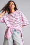 100% Cotton Loose Fit Crew Neck Striped Short Sleeve T-Shirt I2415Ax26Au - 3