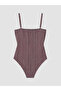 Alita City Square Neckline Chain Belted Patterned Women's Swimsuit - 5