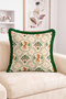 Leopard Figured Palm and Botanical Motif Fringed Throw Pillow Cover - Bohemian Decorative Pillowcase - 2