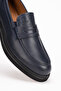Genuine Leather Men's Loafer Moccasin Classic Shoes Comfort Navy Blue Prato - 6