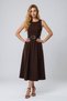 Women's Midi Length Atlas Fabric Pocketed Flared Dress