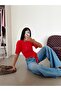 تي شيرت أساسي غير متماثل بأكمام قصيرة - أحمر - 2