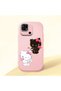 Redmi 10C Compatible Case Camera Protector Pink Silicone Couple Phone Case with Kitty Pattern