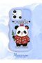 Redmi 12C Compatible Case Camera Protector Blue Silicone Couple Phone Case Panda Pattern - 2