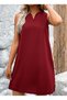 Women's Strappy V-Neck Wide Cut Detailed Short Janjan Crepe Dress - 5