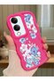 Vivo Y19E Compatible Case Camera Protector Red Silicone Couple Phone Case Floral Pattern