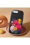 حافظة متوافقة مع هاتف iPhone 8 Plus، حافظة حماية للكاميرا من السيليكون الأسود، حافظة هاتف زوجية بنمط زهور - 2