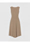 Original Draped Collar Gathered Dress - 7