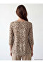Original Oval Collar Patterned Blouse - 4