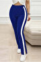 Women's High Waist Side Striped Detail Slit Viscose Two Thread Pants