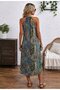 Women's Leopard Patterned Midi Single Jersey Dress with Ring Detail on Open Collar and Shoulders - 3