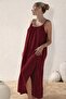 Women's Rope Strap Round Neck Slit Long Muslim Dress