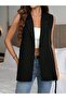 Women's Sleeveless Collared Front Buttoned Waist Belted Atlas Jacket - 4