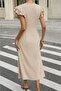 Women's Short Sleeve V-Neck Front Buttoned Wrap Midi Dress - 2