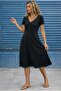 Women's Short Sleeve V-Neck Kiloş Midi Viscose Dress - 3