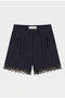 Women's Laci Striped W6-56 Midi Length Pleated Lace Detailed Design Shorts - 6