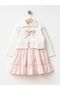 Girl's Bow Detailed Floral Patterned Dress and Cardigan Set - 4