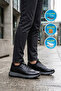 Black Premium Genuine Leather Men's Casual Sneaker Memory Thick Sole M084-2 m - 2