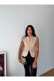 Women's Beige Premium Gabardine Buttoned Vest Frv0216 - 3