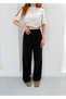 Women's Black High Waist Lace-Up Muslin Trousers Sr5200