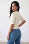 Crew Neck Cable Knit Short Sleeve Women's Knit Cardigan Textured Quality - 2