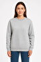 Three Thread Plain Crew Neck Sweatshirt - Gray - 2