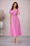 Women's Short Sleeve Round Neck Back Buttoned Viscose Midi Dress - 4