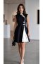 Women's Half Turtleneck Window Cutout and Double Color Detail Mini Dress - 3