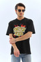 Unisex oversize printed bicycle collar t-shirt - black - 3