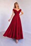 Women's Double-Breasted Collar, Off-The-Shoulder, Waist-Slung, Long Janjan Crepe Dress - 3