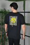 Unisex Crew Neck Printed Oversize T-Shirt - Black - 3
