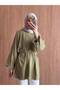 Women's Crew Neck Balloon Sleeve Waist Tie Hijab Tunic - 4