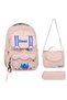 Powder Stitch Patterned Lockable Luxury Triple Girls' Primary School Waterproof School Bag Set (Bag Thermal Lunch Bag Pen Holder) - 4