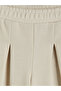 Beige Wide-Legged Girls' Sweatpants with Elastic Waist - 2