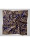 Navy Blue Gold Leaf Pattern Tivil Woven Pure Silk Scarf-Kvs0865 - 8