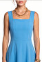 A-Line Midi Woven Dress Lnt0042 Light Blue - 4