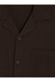 Vizyon New Season Brown Resort Collar Short Sleeve Men's Shirt - 6
