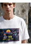 White Relax Fit Crew Neck Printed Men's T-Shirt - 3