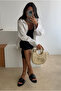 Women's woven bag beige woven - 2