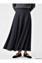 Lcw Modest Gray Flared Skirt with Zipper at the Waist - 3