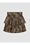 Peak New Season Black Leopard Patterned Layered Mini Skirt with Shorts - 5