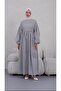 Black Gingham Patterned Seersucker Fabric Hijab Dress with Waist Tie